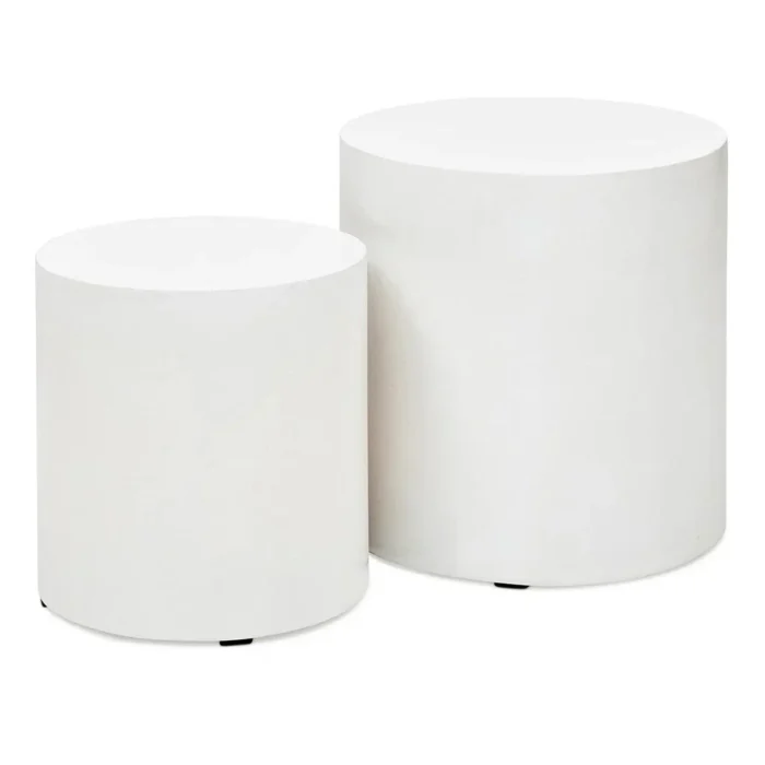 PRITI Una Concrete Round Garden Stools (Set of 2)