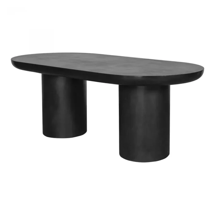 PRITI 83 Inch Outdoor Dining Table Black Concrete Contemporary