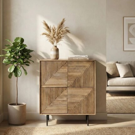 Exclusive Tall Wooden Sideboard & 4 Doors