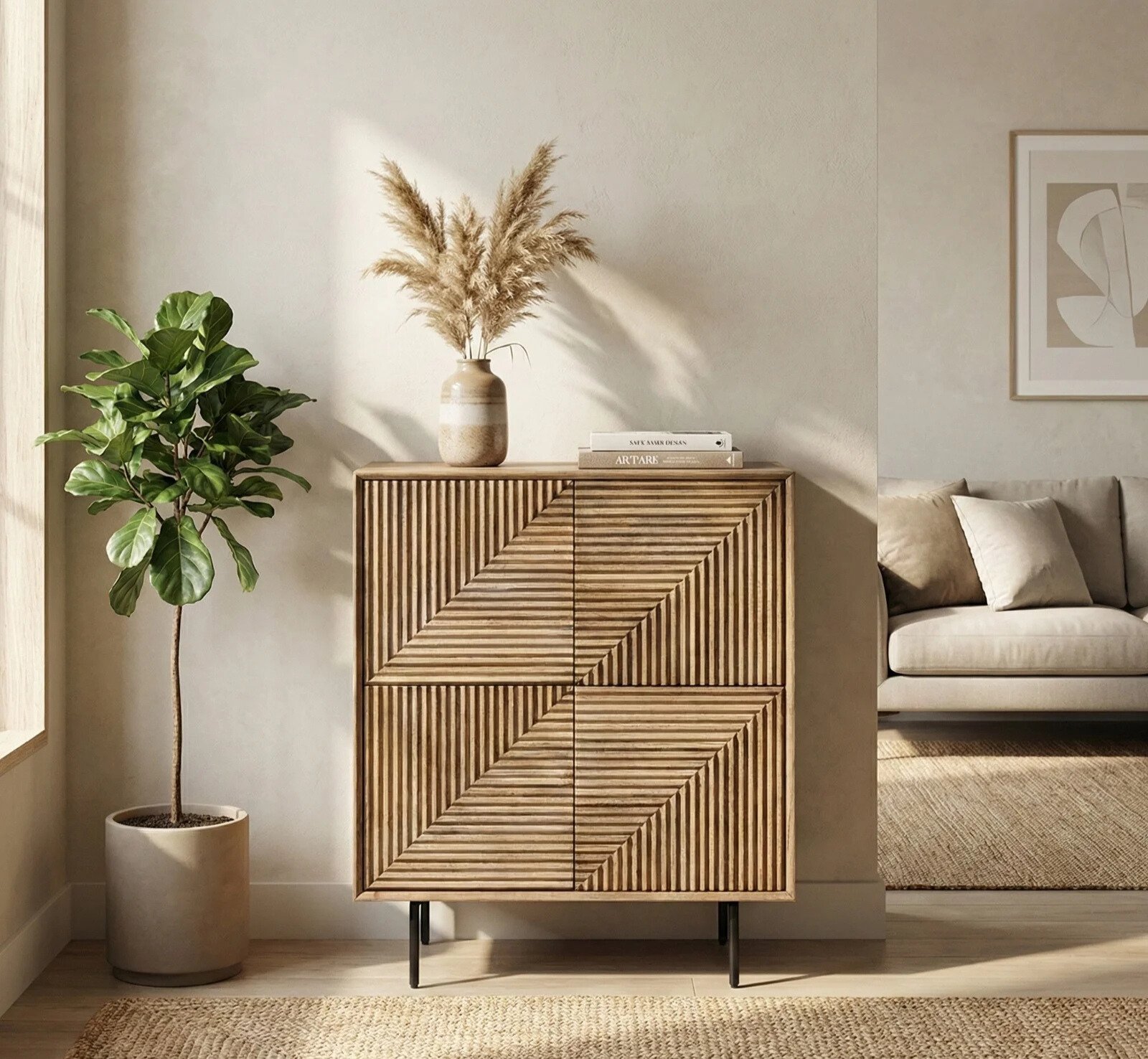 Exclusive Tall Wooden Sideboard & 4 Doors Exclusive Tall Wooden Sideboard & 4 Doors