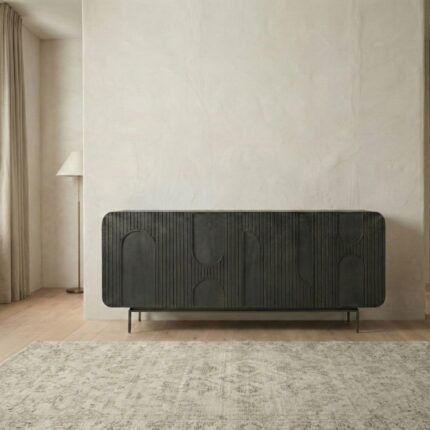 Exclusive Orissa Wooden Sideboard with 4 Door – Black Finish