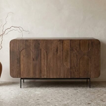 PRITI Orissa Wooden Sideboard with 3 Doors – Walnut Finish