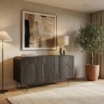 PRITI Orissa Wooden Sideboard with 3 Doors – Black Finish