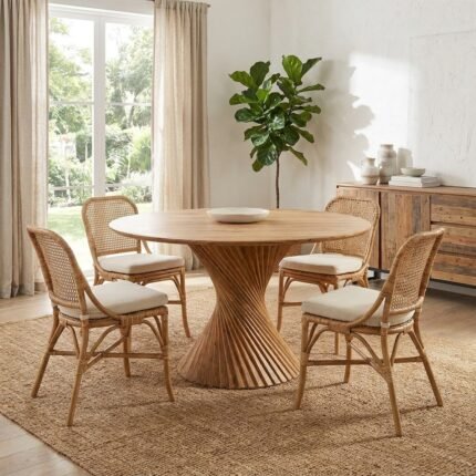 Exclusive Flora Round Dining Table – Modern Wooden Dining Set