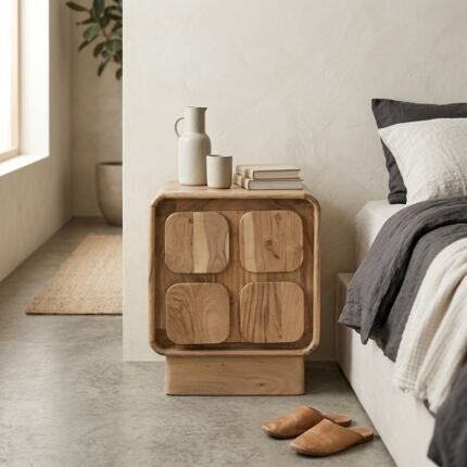 Acacia Mango Wood Veneer Bedside Table
