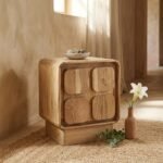 Acacia Mango Wood Veneer Bedside Table - Image 3