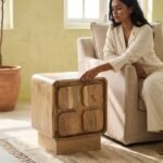 Acacia Mango Wood Veneer Bedside Table - Image 2