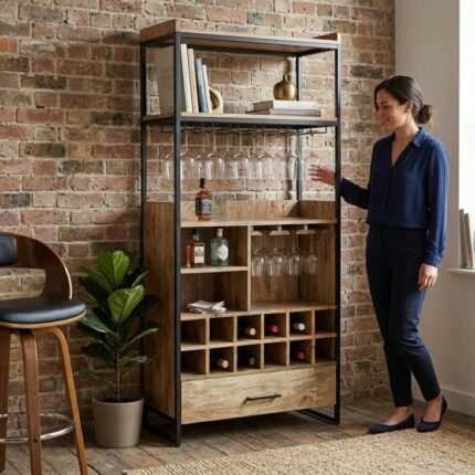 Exclusive Tuvalu Wooden Standing Bar Cabinet