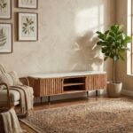 Modern Minimalist Wooden Low Sideboard Cabinet (Solid Wood) - Image 2