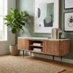 Modern Minimalist Wooden Low Sideboard Cabinet (Solid Wood) - Image 6