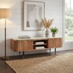 Modern Minimalist Wooden Low Sideboard Cabinet (Solid Wood)
