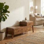 Solid Wood Curved Sideboard Cabinet