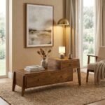Solid Wood Curved Sideboard Cabinet