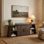 Exclusive Stone-Top Wooden Credenza
