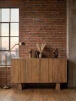 Solid Wood 4-Door Sideboard Cabinet