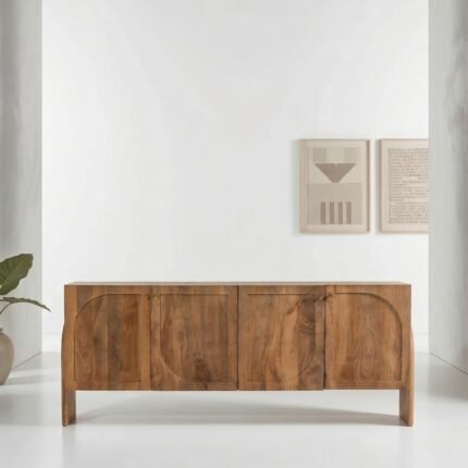 Solid Wood Elora 4-Door Sideboard Cabinet