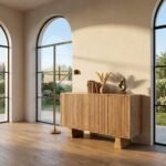 Solid Wood 4-Door Sideboard Cabinet