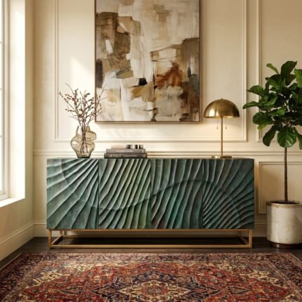 Exclusive Handcrafted Black Lagoon Sideboard (Solid Wood)