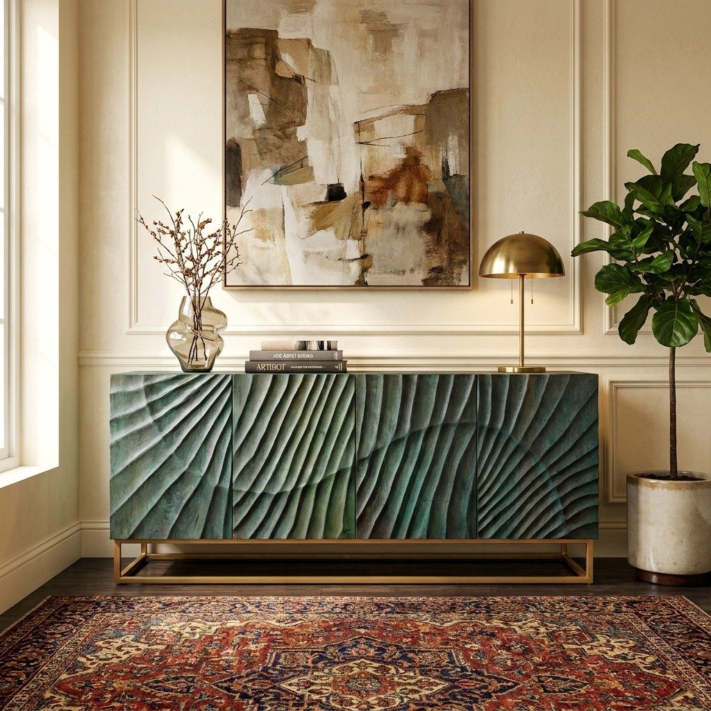 Exclusive Handcrafted Black Lagoon Sideboard (Solid Wood) Exclusive Handcrafted Black Lagoon Sideboard (Solid Wood)