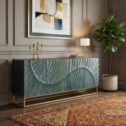Exclusive Handcrafted Aurora 3D Carved Wooden Sideboard