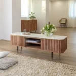 Minimalist Low Sideboard, Gracewood Sideboard, Modern Minimalist Wooden Low Sideboard Cabinet (Solid Wood)