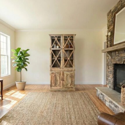 Exclusive Mango Wood Horizon Hutch Cupboard with Artistic Detailing