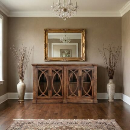 Exclusive Sideboard with Decorative Overlay and Stunning Details