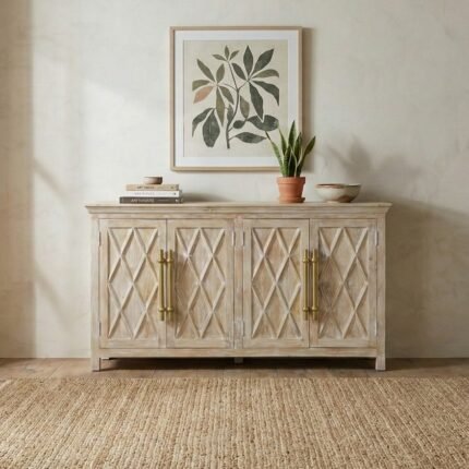 Exclusive Sideboard with Diamond Pattern and Stunning Detailing