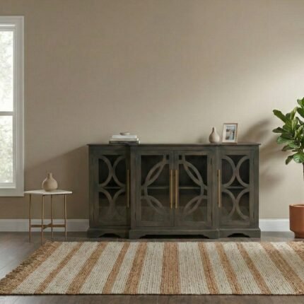 Exclusive Sideboard with Glass Doors and Artistic Design