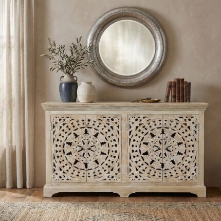 Traditional Hand Carved Mango Wood Sideboard