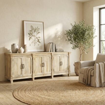 Classic Natural Wooden Sideboard (Solid Wood )