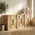 Geometric Carved Wooden Sideboard (Solid Wood) - Image 2
