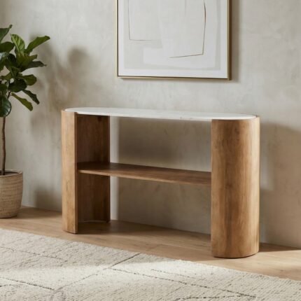 Consola de Madera de mango y mármol Varsovia