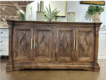 Solid Wood Diamond Carved Sideboard with Brass Handles