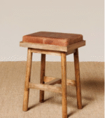 Wooden Bar Stool with Leather Cushion (Solid Sheesham Wood)