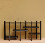 Wooden Shelf for Living Room (Black Wood), Exclusive Wooden Shelf with Artistic Finish