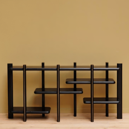 Wooden Shelf for Living Room (Black Wood), Exclusive Wooden Shelf with Artistic Finish