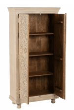 Luxury Handcrafted Wooden Cabinet with Floral Carving - Image 3