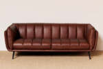 Wooden Bench with Metal Legs and Leather Seat (Solid Wood), Beautiful Wooden Bench