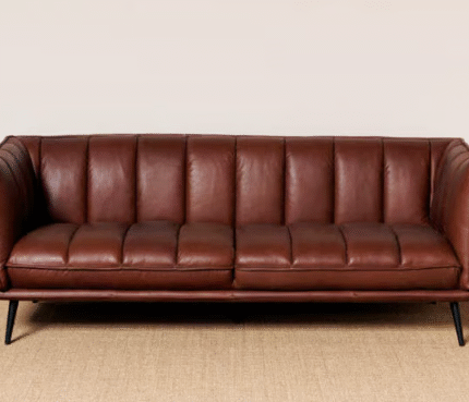 Wooden Bench with Metal Legs and Leather Seat (Solid Wood), Beautiful Wooden Bench