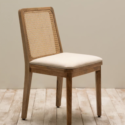 Chair with Cane Backrest and Seat Cushion (Solid Wood ), Chair with Cane Backrest