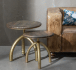 Wooden Nesting Tables with Gold Metal Legs., Tables with Metal Legs
