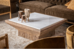 Luxury Square Wooden Base Coffee Table – Perfect for Living Room - Image 2