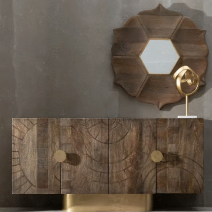 Solid Wood Sideboard (golden & Brwon), Solid Wood Sideboard golden