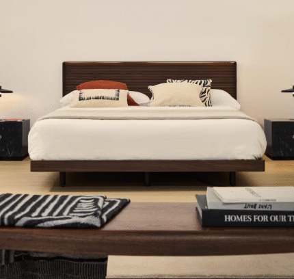 solid Brown Wood Bed