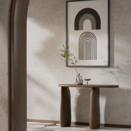 Wooden Oval Brown Console Table