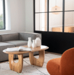 Mesa de centro ovalada de madera