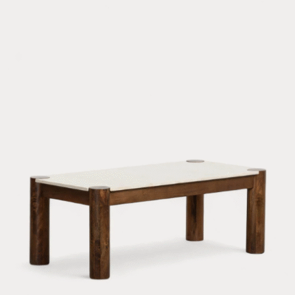 Mesa de Centro Rectangular de Mármol y Madera de Mango, Mesa de Centro de Mármol, Mesa de Centro de Mármol 28