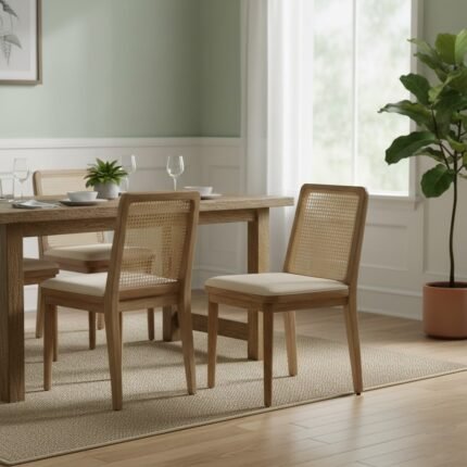 Luxury Rustic Chair with Cane Backrest – Crafted with Style & Comfort