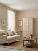 Luxury Handcrafted Wooden Cabinet with Floral Carving